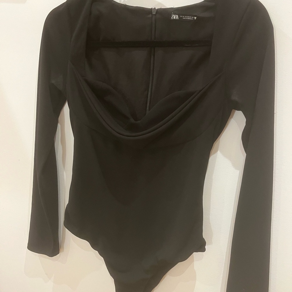 Zara Black Long Sleeve Bodysuit